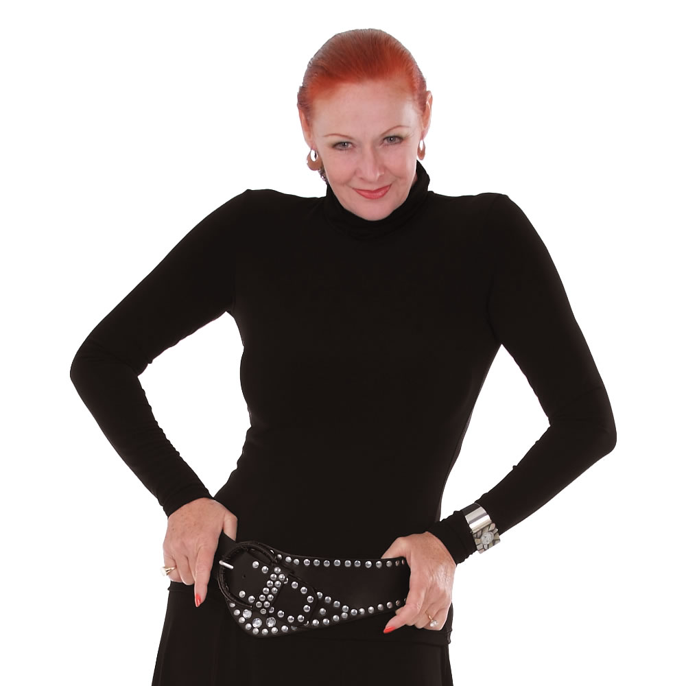 black polo neck long sleeve top